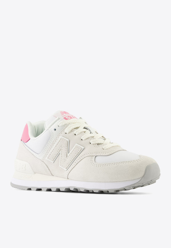 New Balance 574 Low-Top Sneakers in Sea Salt with Real Pink WL5742BA