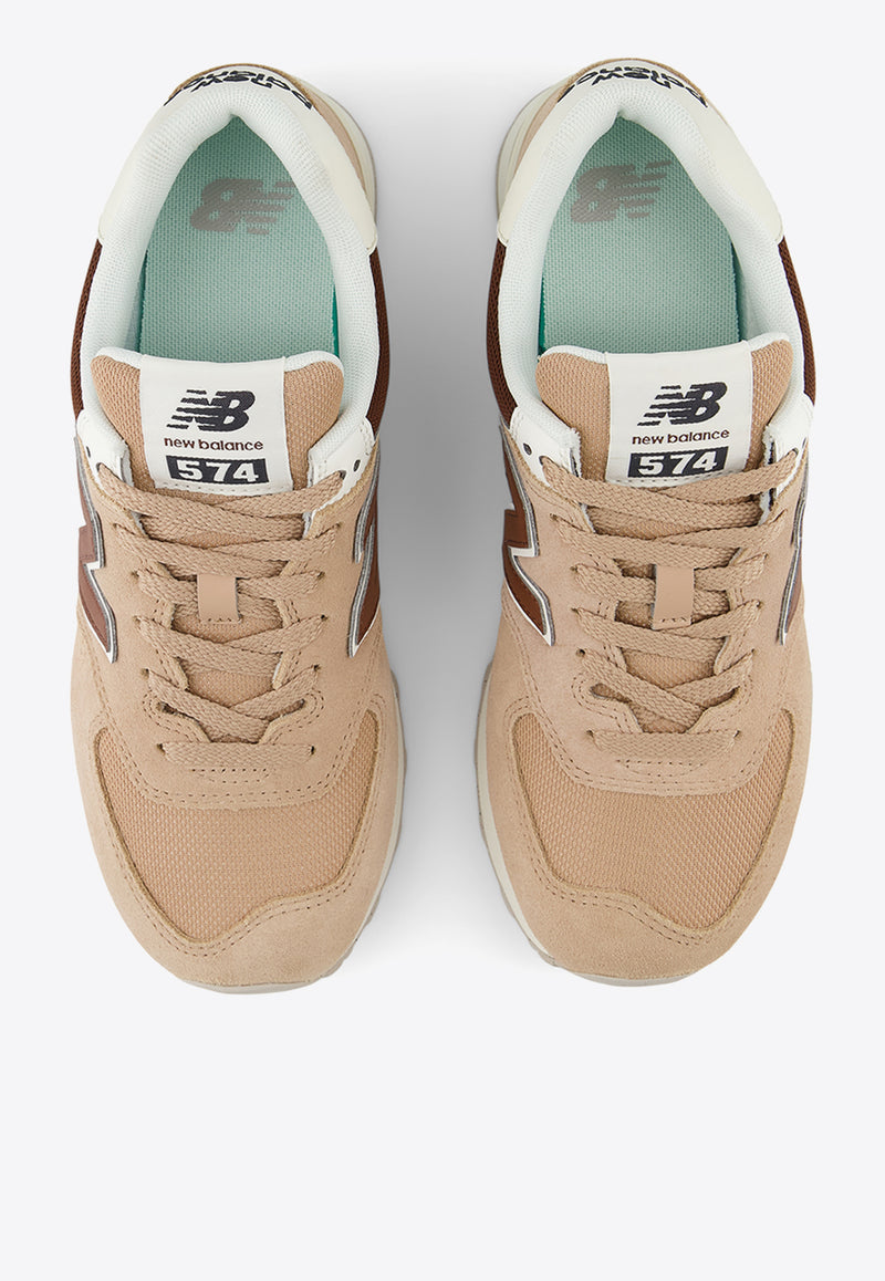 New Balance 574 Low-Top Sneakers in Flat Taupe with Rich Oak and Turtledove Beige WL574DO2