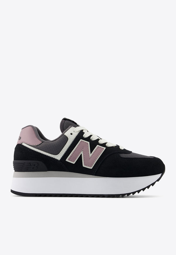 New Balance 574+ Low-Top Sneakers in Black with Phantom and Ice Wine Black WL574ZAK