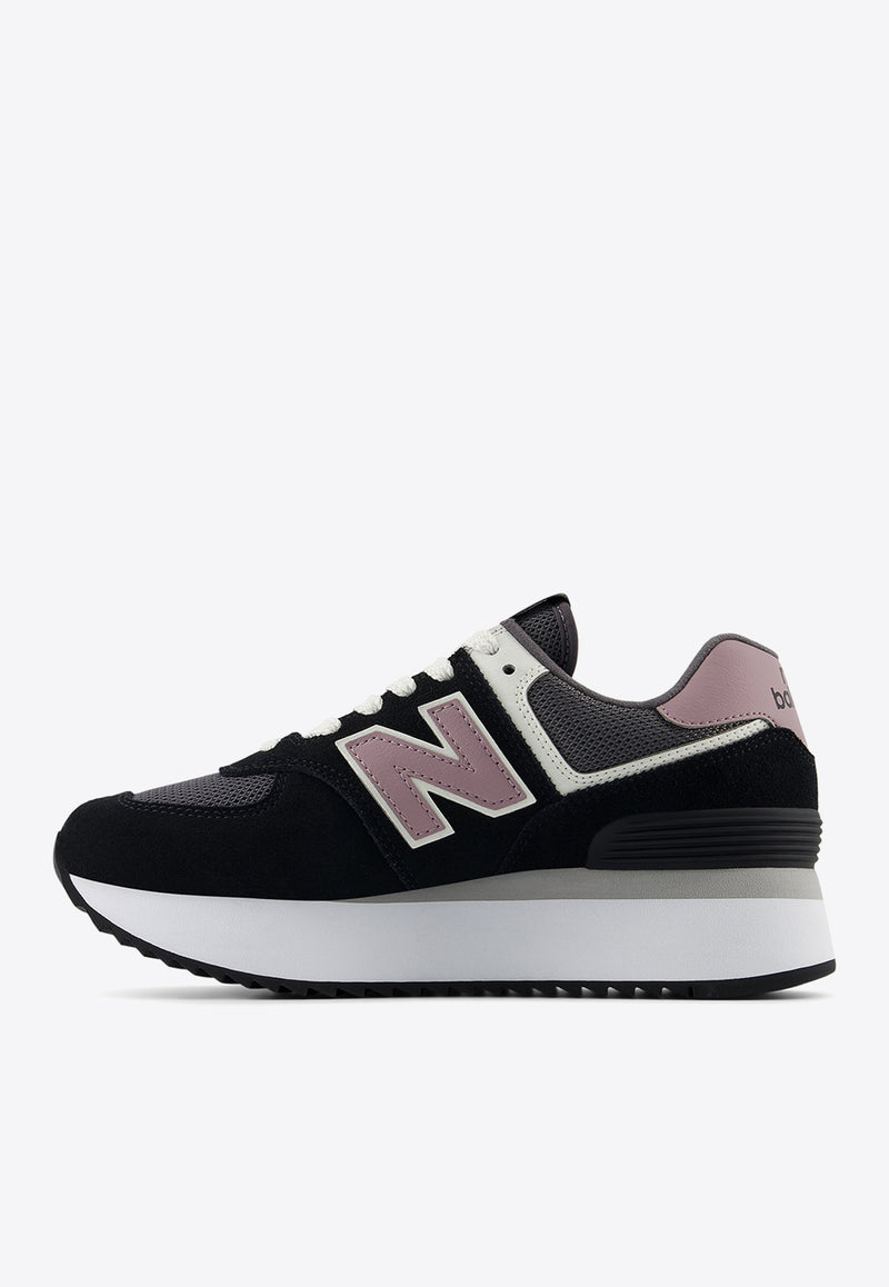 New Balance 574+ Low-Top Sneakers in Black with Phantom and Ice Wine Black WL574ZAK