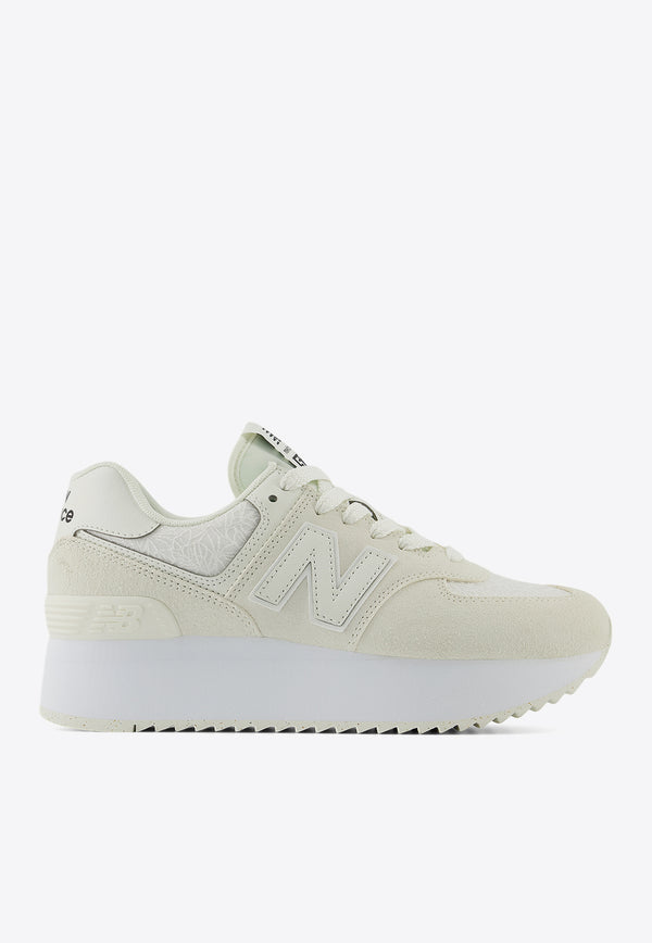 New Balance 574+ Low-Top Sneakers in Sea Salt with Black White WL574ZBJ