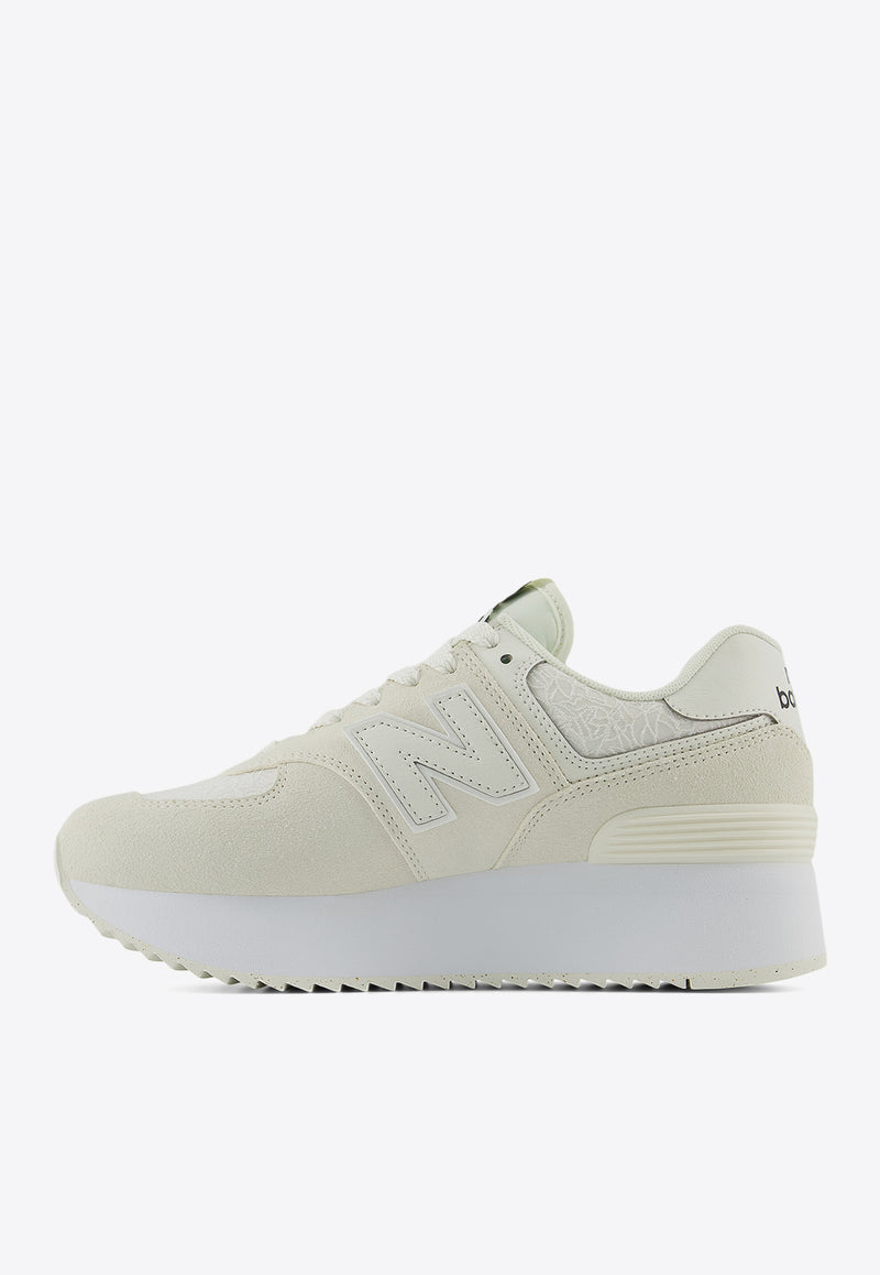 New Balance 574+ Low-Top Sneakers in Sea Salt with Black White WL574ZBJ