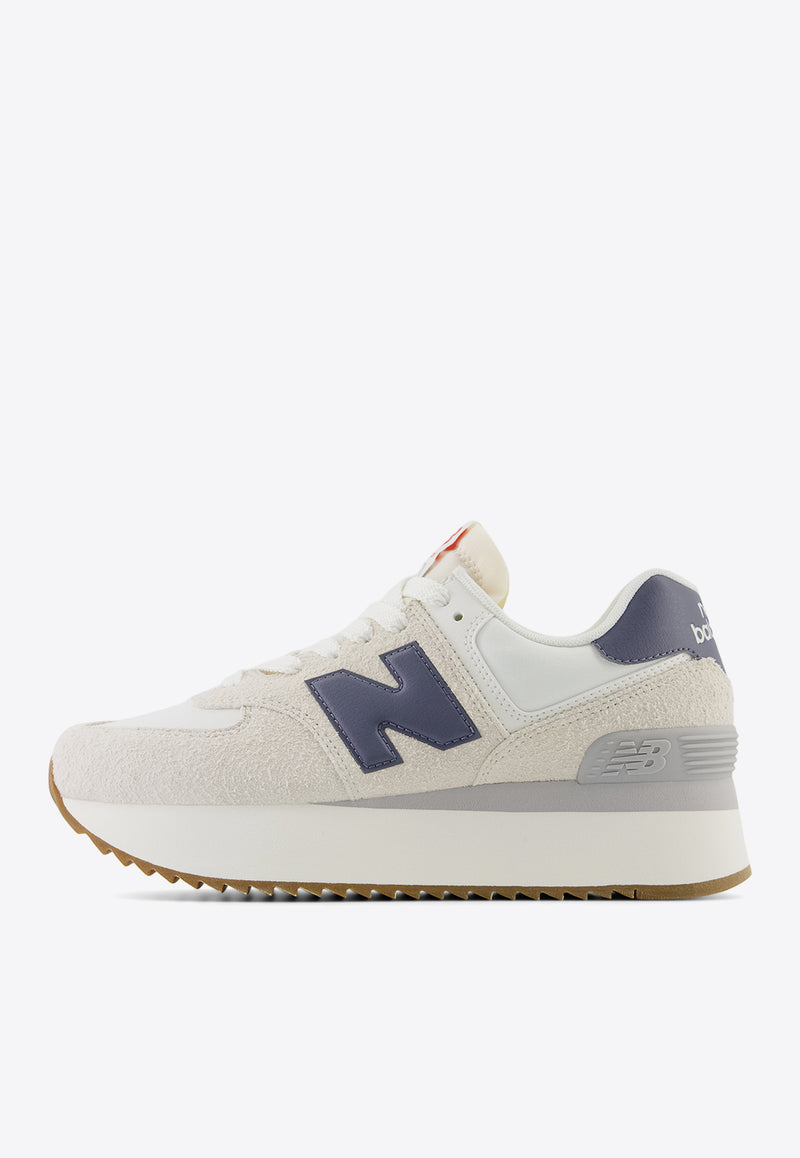 New Balance 574+ Low-Top Sneakers in Moonbeam with Sea Salt and Dark Arctic Gray Beige WL574ZQA