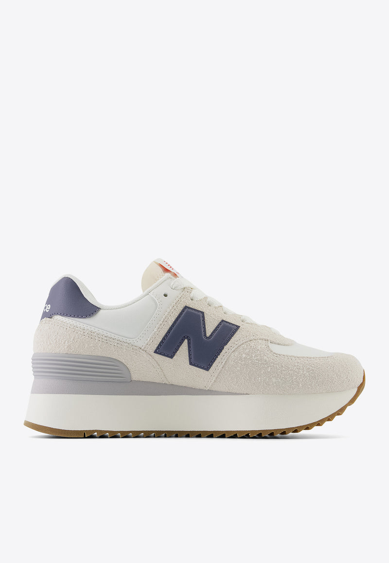 New Balance 574+ Low-Top Sneakers in Moonbeam with Sea Salt and Dark Arctic Gray Beige WL574ZQA