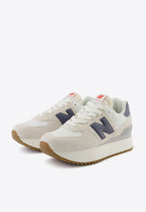 New Balance 574+ Low-Top Sneakers in Moonbeam with Sea Salt and Dark Arctic Gray Beige WL574ZQA