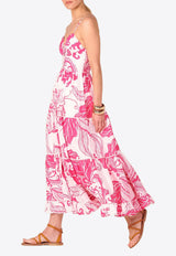 Poupette St Barth Milena Printed Midi Dress Pink WN4R26LCPRWP_PINK