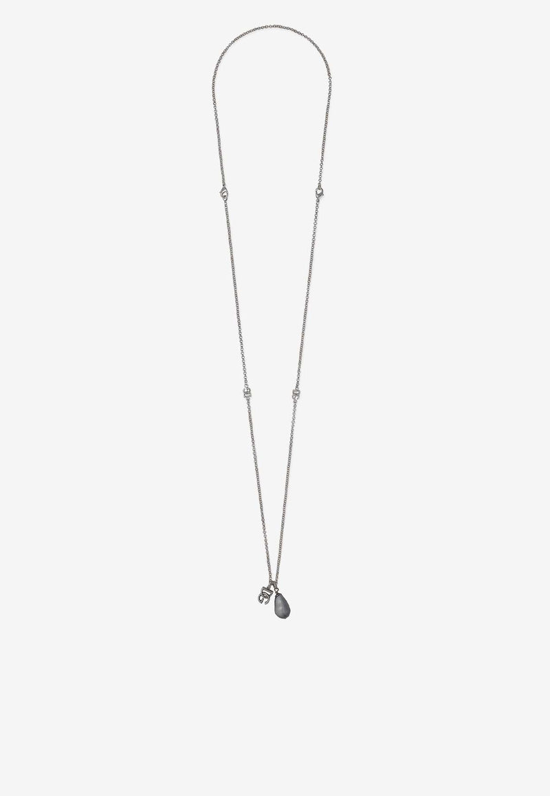 Dolce & Gabbana DG Logo Teardrop Pendant Necklace Gray WNQ3S2 W1111 G7657