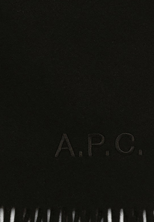 A.P.C. Alix Brodée Logo Embroidered Scarf Black WOAFE-M15170WO/O_APC-LZZ