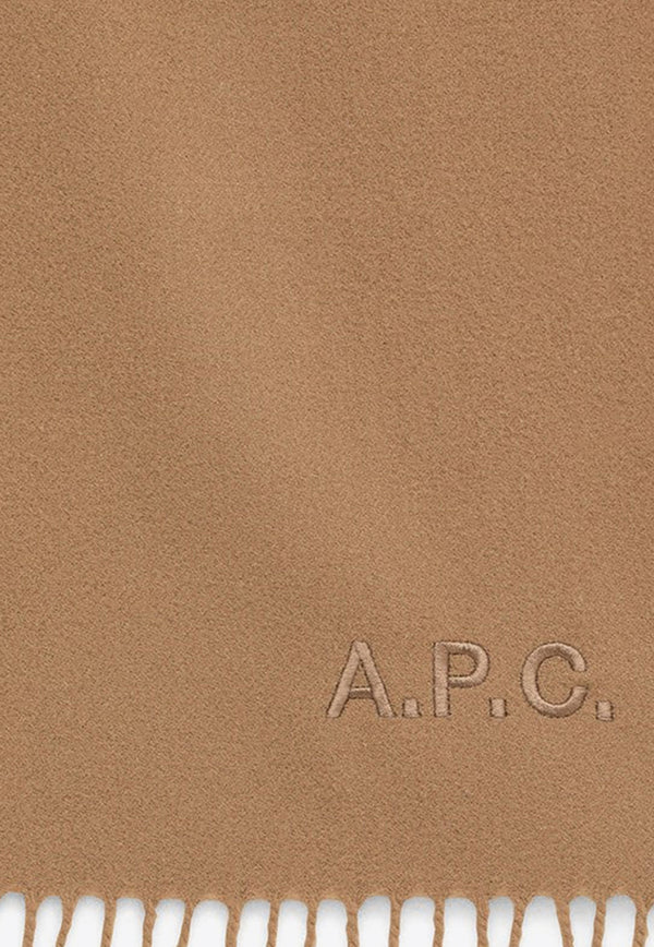 A.P.C. Ambroise Brodée Logo Embroidered Scarf Brown WOAFE-M15171WO/O_APC-CAB