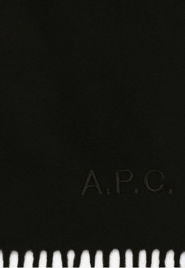 A.P.C. Ambroise Brodée Logo Embroidered Scarf Black WOAFE-M15171WO/O_APC-LZZ