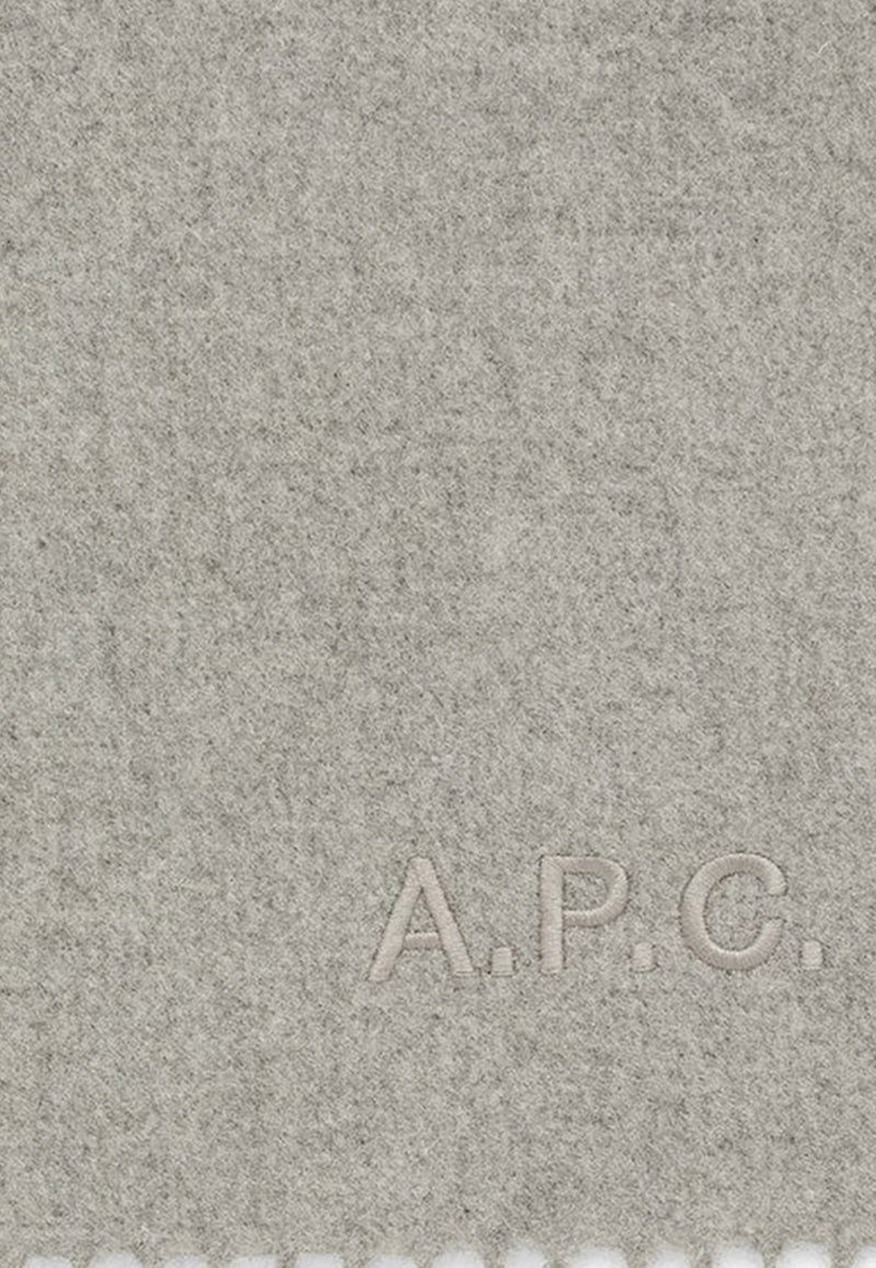 A.P.C. Ambroise Brodée Logo Embroidered Scarf Gray WOAFE-M15171WO/O_APC-PLA
