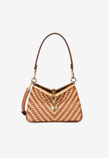 Etro Small Vela Woven Leather and Raffia Shoulder Bag Beige WP1B0001-AE301 M0448