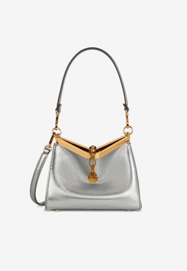 Etro Mini Vela Laminated Leather Shoulder Bag Silver WP1B0001AP237S0997SILVER