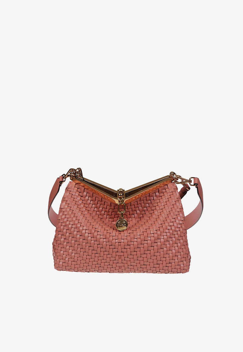 Etro Medium Vela Woven Leather Shoulder Bag Pink WP1B0002-AE229 F0377