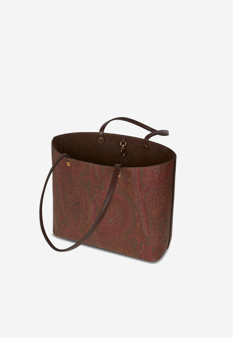 Etro Medium Essential Paisley Jacquard Tote Bag Brown WP1D0024-AA001 M0019