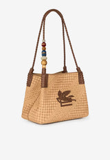 Etro Small Libra Raffia Shoulder Bag Camel WP1D0052-AE310 Y0412