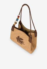 Etro Small Libra Raffia Shoulder Bag Camel WP1D0052-AE310 Y0412