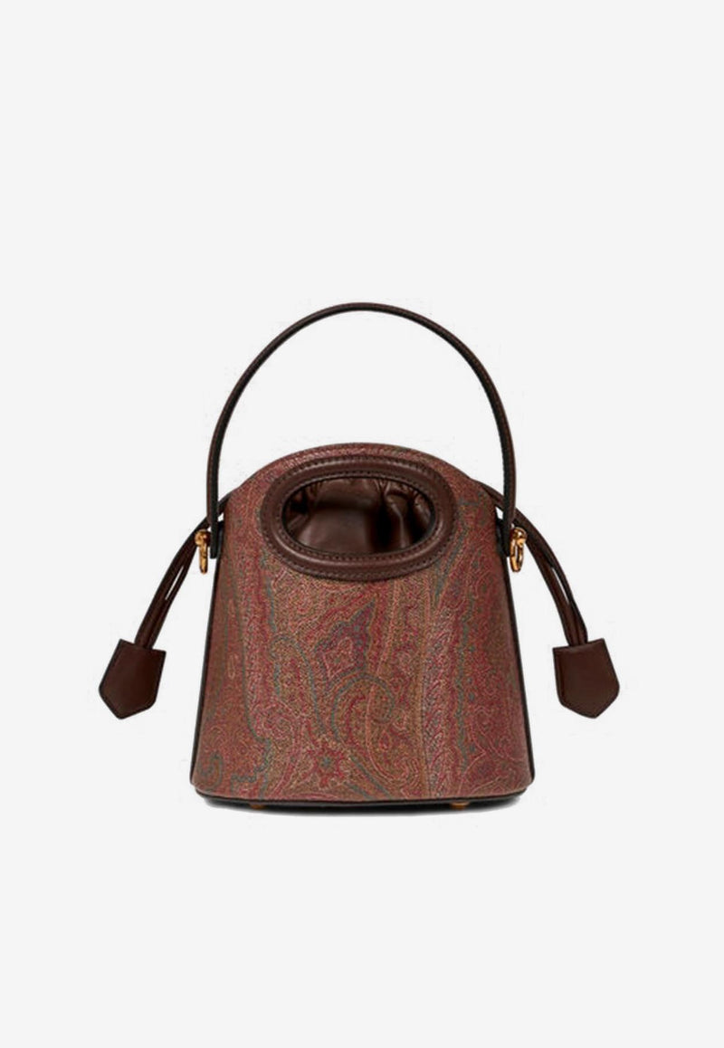 Etro Small Arnica Saturno Paisley Jacquard Bucket Bag Brown WP1E0001-AA001 M0019