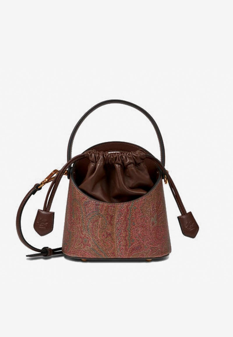 Etro Small Arnica Saturno Paisley Jacquard Bucket Bag Brown WP1E0001-AA001 M0019