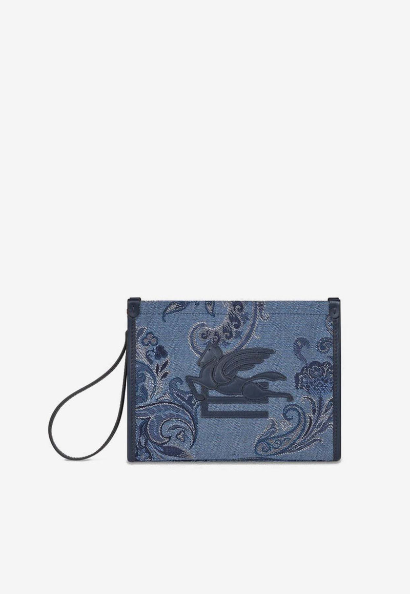 Etro Medium Paisley Jacquard Denim Pouch Bag Blue WP2C0007AQ038S9883BLUE MULTI