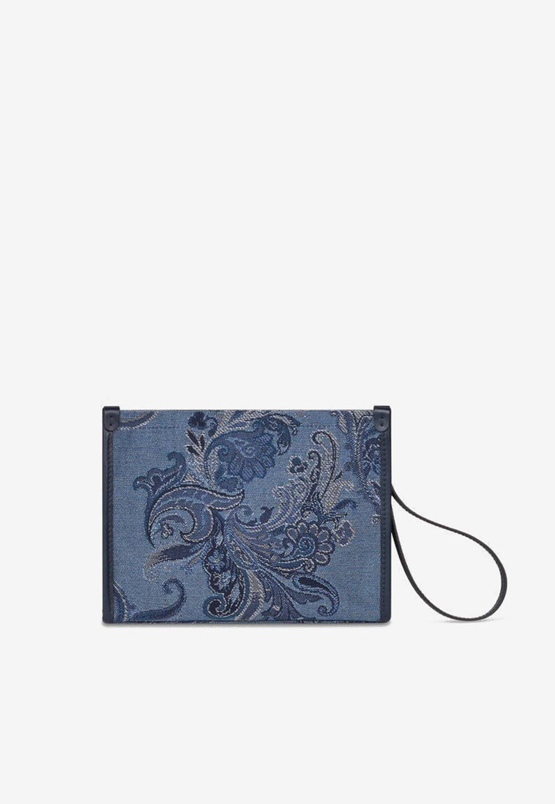 Etro Medium Paisley Jacquard Denim Pouch Bag Blue WP2C0007AQ038S9883BLUE MULTI