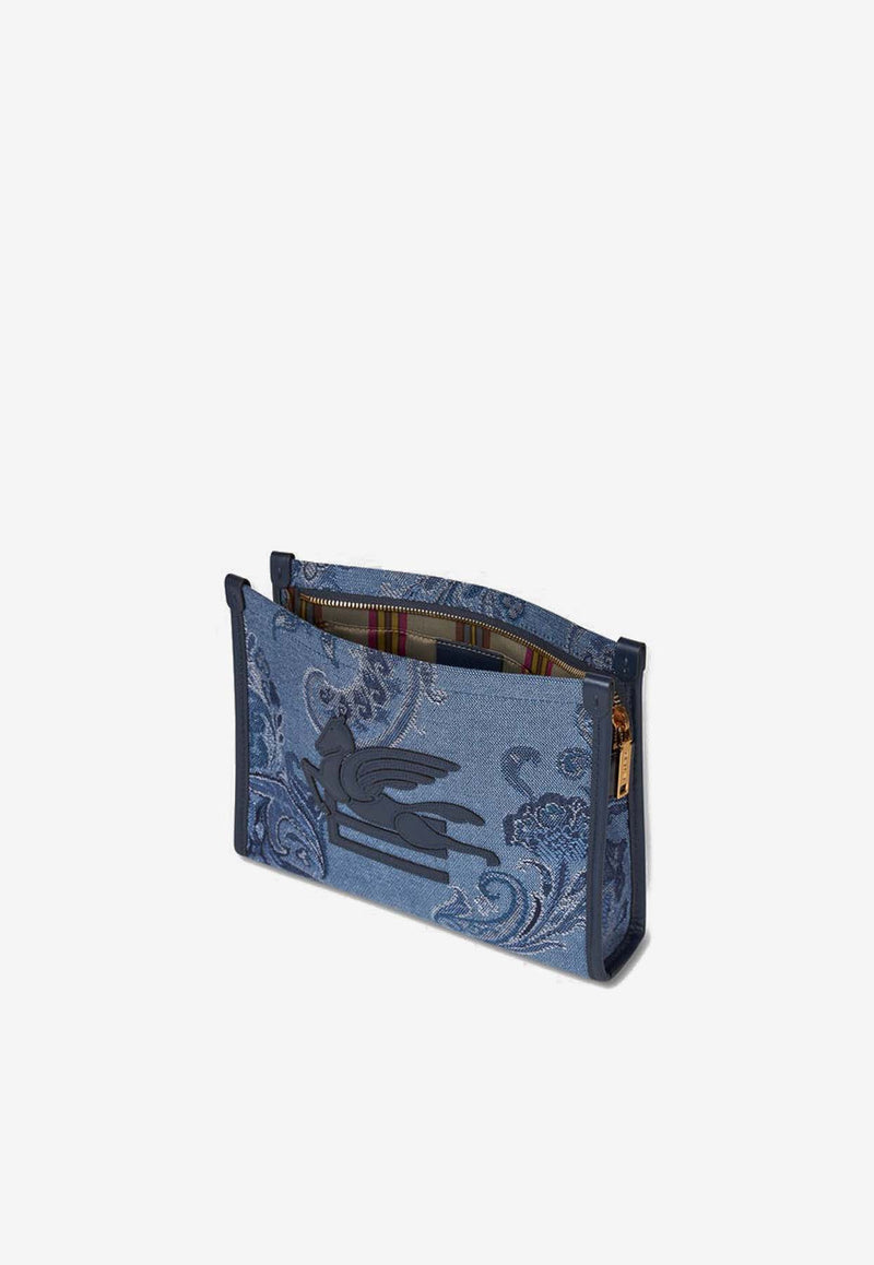 Etro Medium Paisley Jacquard Denim Pouch Bag Blue WP2C0007AQ038S9883BLUE MULTI