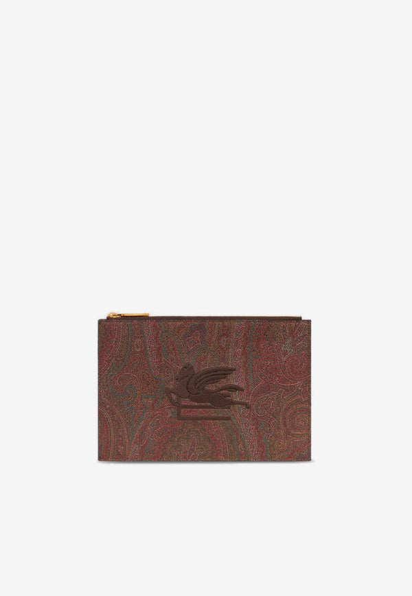 Etro Medium Paisley Jacquard Zip Pouch Brown WP2C0013AA001M0019BROWN