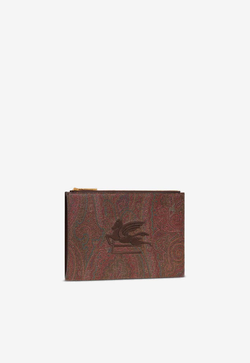 Etro Medium Paisley Jacquard Zip Pouch Brown WP2C0013AA001M0019BROWN