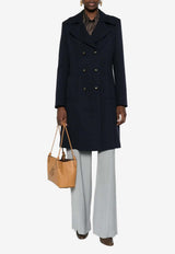 Etro Double-Breasted Wool-Blend Coat Navy WRAA0110-99TU2N9 B0387