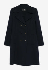 Etro Double-Breasted Wool-Blend Coat Navy WRAA0110-99TU2N9 B0387