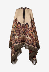 Etro Floral Paisley Jacquard Wool-Blend Poncho Beige WRBD0030-AQ369 S9820