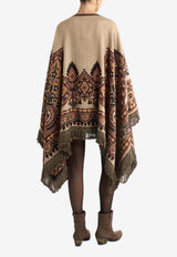 Etro Floral Paisley Jacquard Wool-Blend Poncho Beige WRBD0030-AQ369 S9820