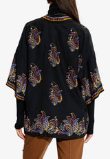 Etro Printed Silk Kimono Black WRCA0025-AKE43 X0813