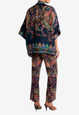 Etro Floral Paisley-Print Silk Kimono Top Navy WRCA0025-AKG03 X0883