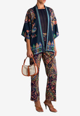 Etro Floral Paisley-Print Silk Kimono Top Navy WRCA0025-AKG03 X0883