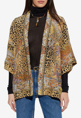 Etro Leopard and Paisley Print Silk Kimono Top Multicolor WRCA0025-AKG64 X0826