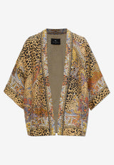 Etro Leopard and Paisley Print Silk Kimono Top Multicolor WRCA0025-AKG64 X0826