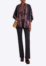Etro Printed Silk Kesa Robe Black WRCA0025-AV566 X0810