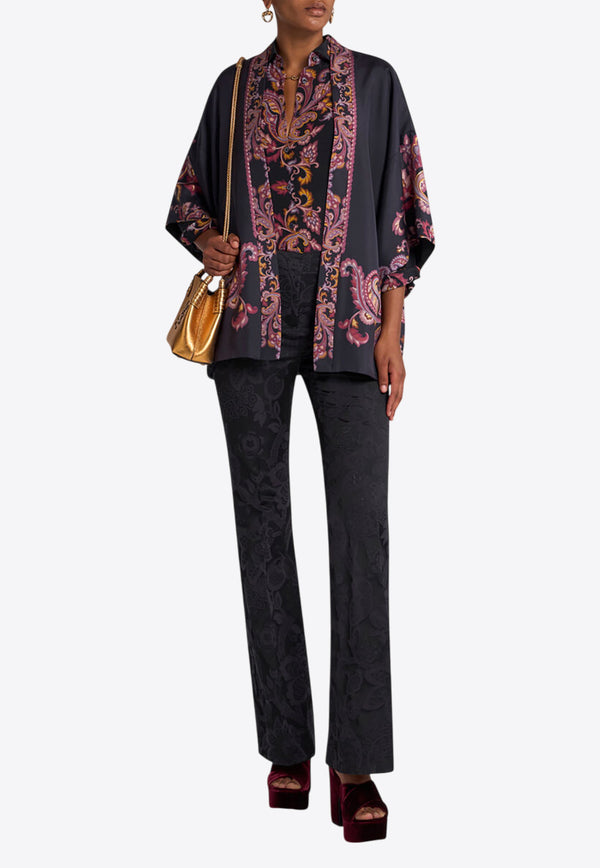 Etro Printed Silk Kesa Robe Black WRCA0025-AV566 X0810