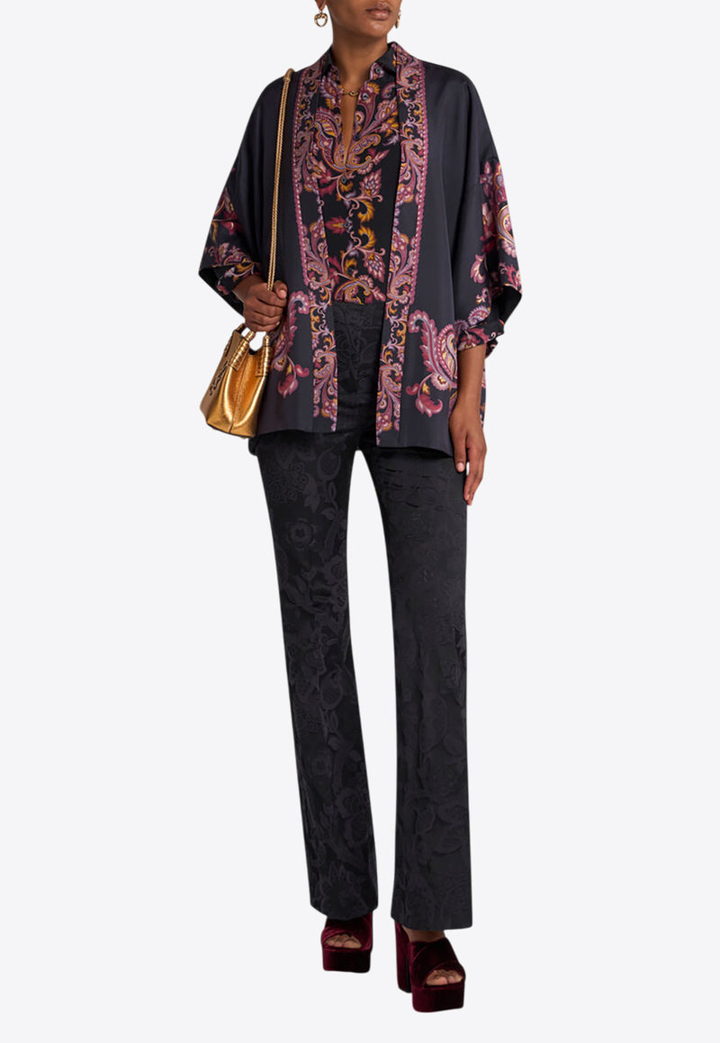 Etro Printed Silk Kesa Robe Black WRCA0025-AV566 X0810