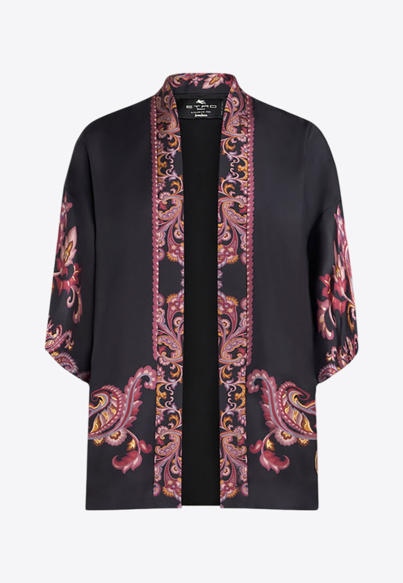 Etro Printed Silk Kesa Robe Black WRCA0025-AV566 X0810