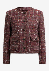 Etro Cropped Tweed Jacket Burgundy WRCA0112-99TTE45 S9865