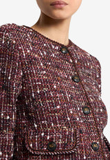 Etro Cropped Tweed Jacket Burgundy WRCA0112-99TTE45 S9865