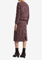 Etro Cropped Tweed Jacket Burgundy WRCA0112-99TTE45 S9865