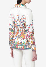 Paisley-Print Belted Shirt