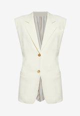Etro Single-Breasted Gathered Tailored Vest White WRDA0015-99TUDJ1 W0275