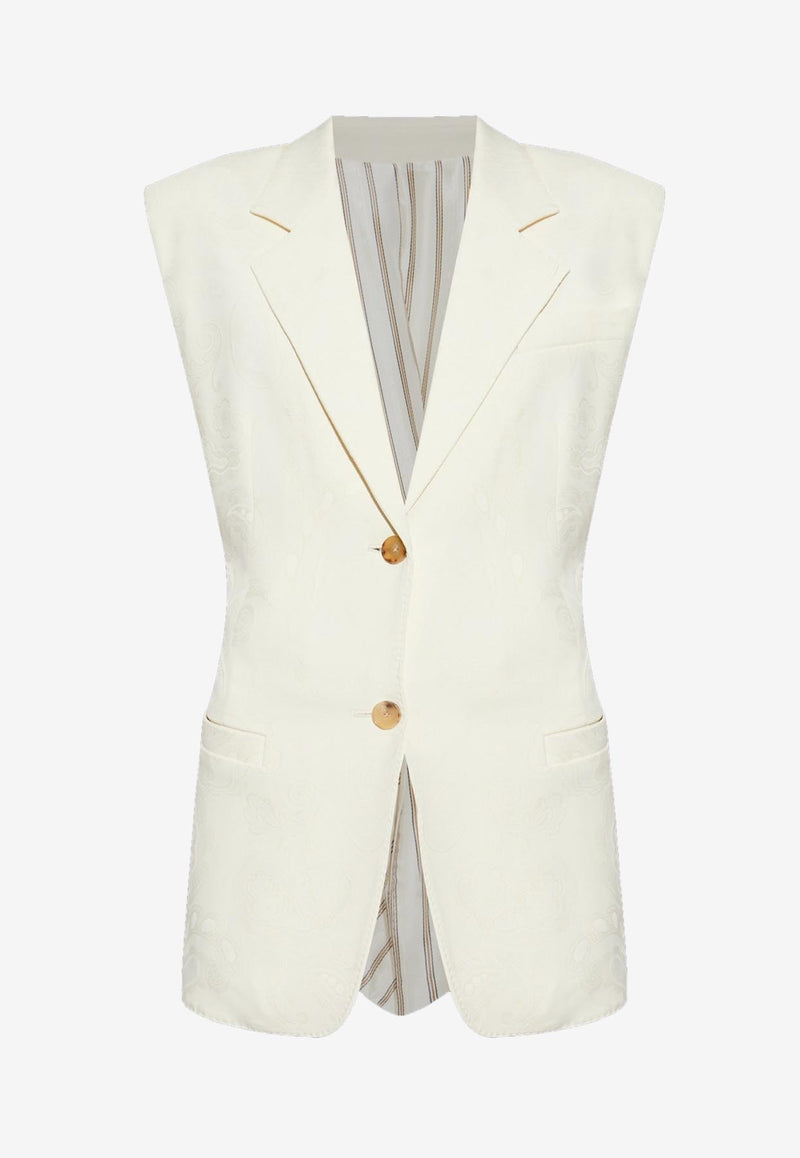 Etro Single-Breasted Gathered Tailored Vest White WRDA0015-99TUDJ1 W0275