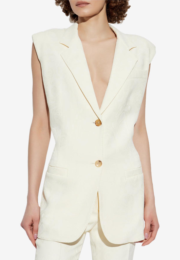 Etro Single-Breasted Gathered Tailored Vest White WRDA0015-99TUDJ1 W0275