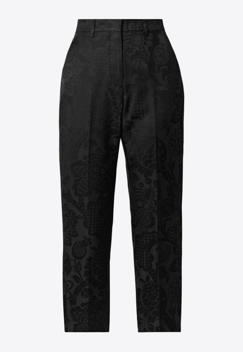 Etro Tonal Floral Jacquard Straight-Leg Pants Black WREA0003-99TJEB5 N0000