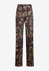 Etro Floral Paisley Print Silk Pants WREA0014-AK041 X0810 Multicolor